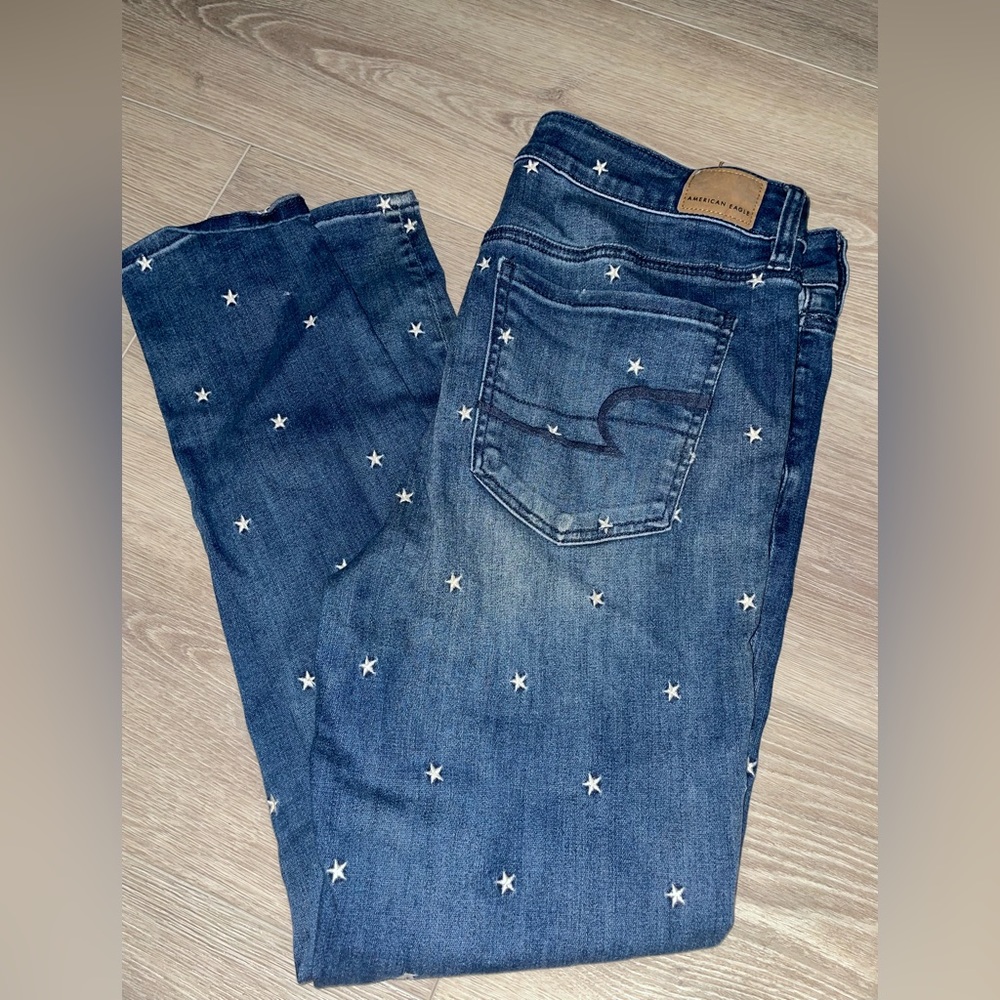 American Eagle Star Embroidered Jeggings